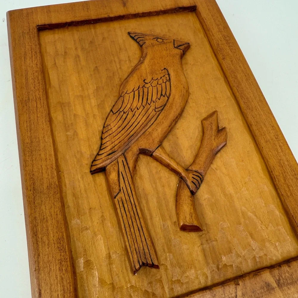 Vintage 1984 Norcross Hanta Yo Woodcarving Cardinal Plaque Folk Art VA